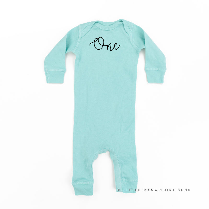 BIRTHDAY NUMBER - ONE - NEW CURSIVE - One Piece Infant Sleeper