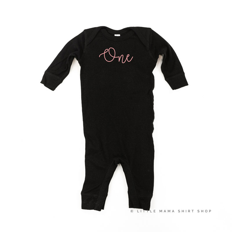 BIRTHDAY NUMBER - ONE - NEW CURSIVE - One Piece Infant Sleeper