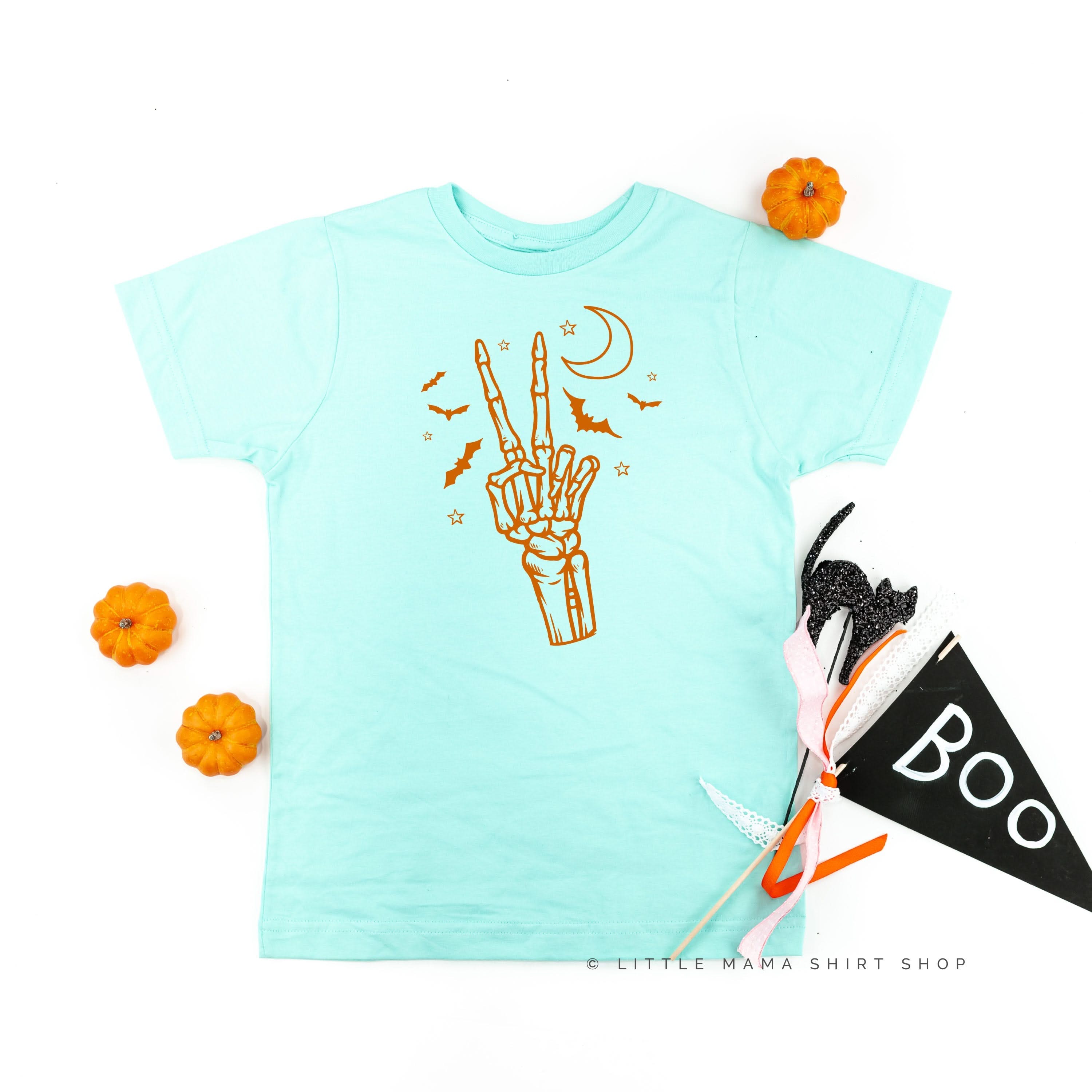 Peace - Skeleton - Short Sleeve Child Shirt Little Mama Shirt Shop