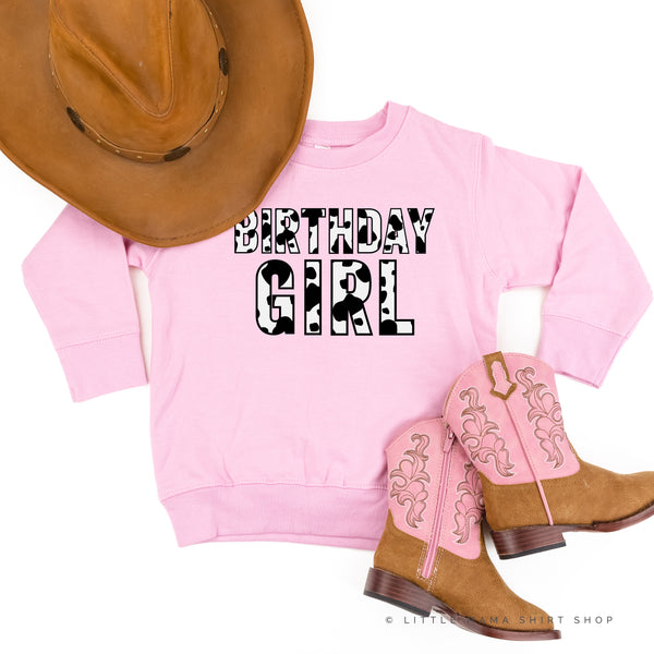 BIRTHDAY GIRL - Cow Print - Child Sweater