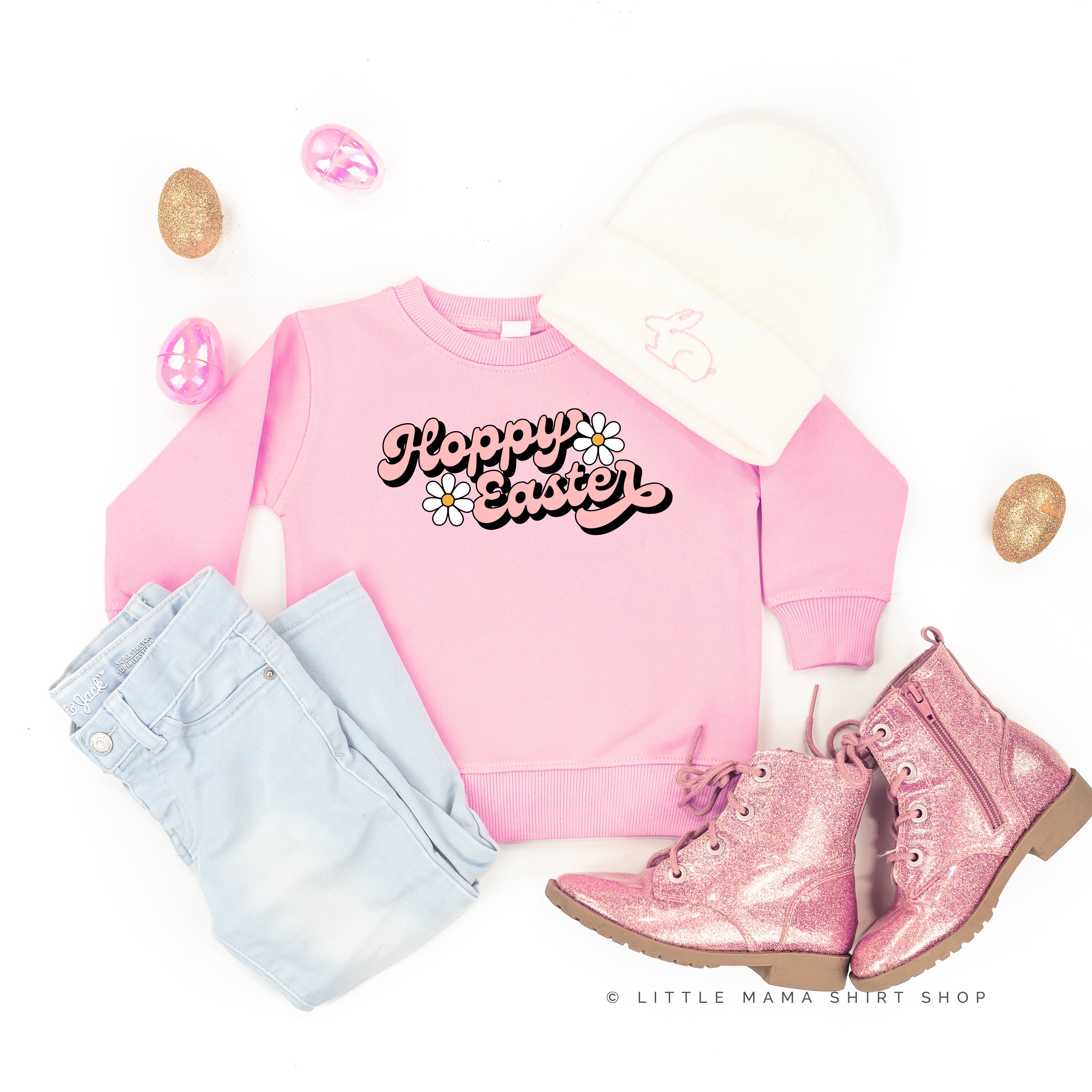 Hoppy Easter - Daisies - Child Sweater Little Mama Shirt Shop