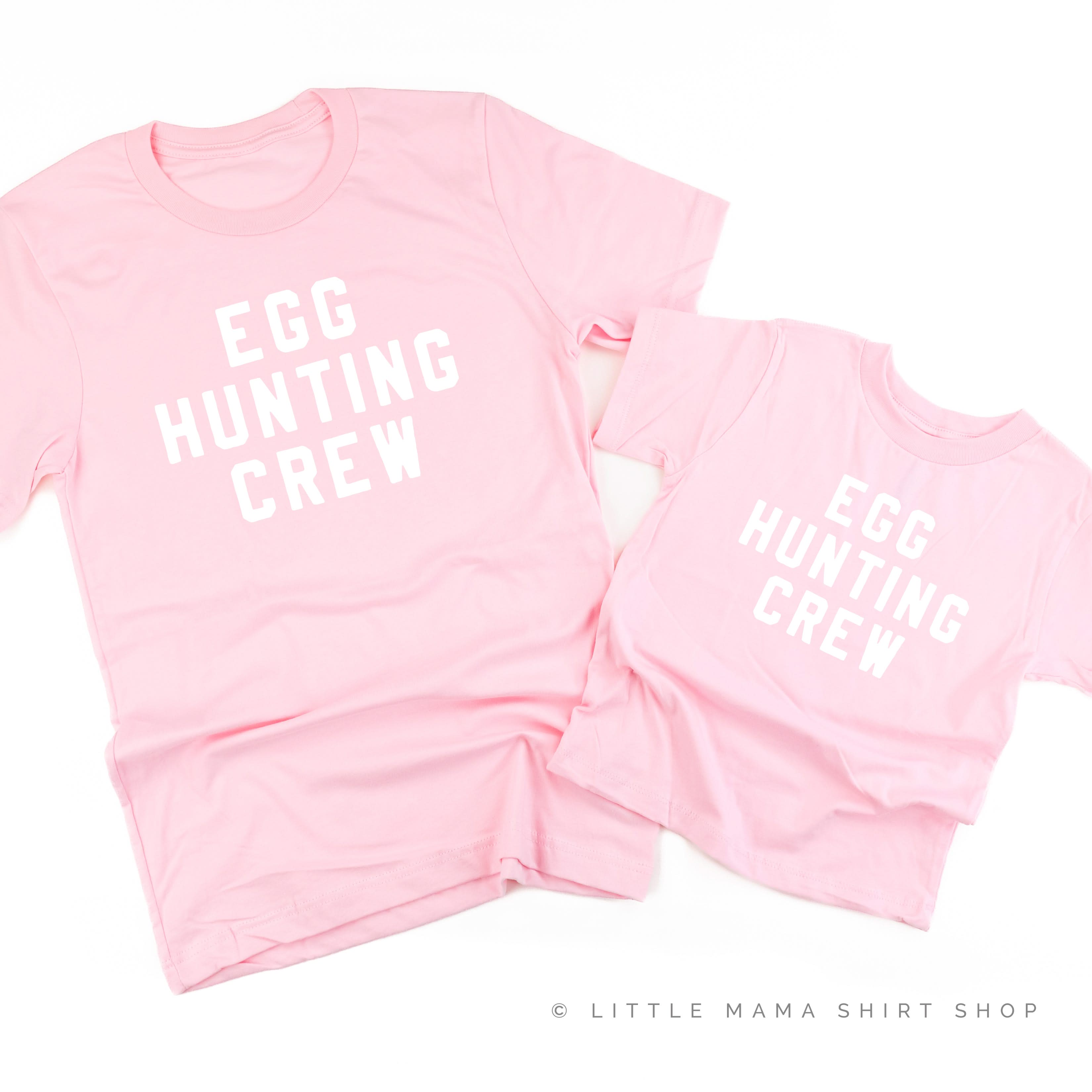 Block Font - Egg Hunting Crew - Set of 2 Tees Little Mama Shirt Shop