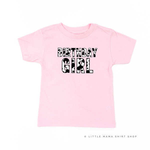 BIRTHDAY GIRL - Cow Print - Short Sleeve Child Shirt