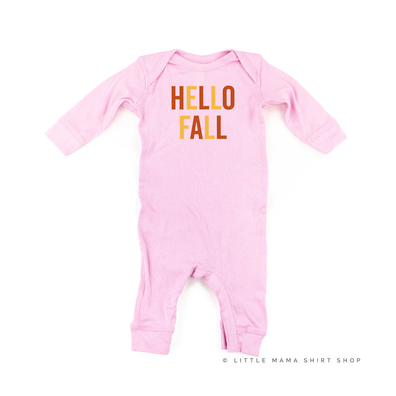 HELLO FALL - BLOCK FONT - One Piece Baby Sleeper