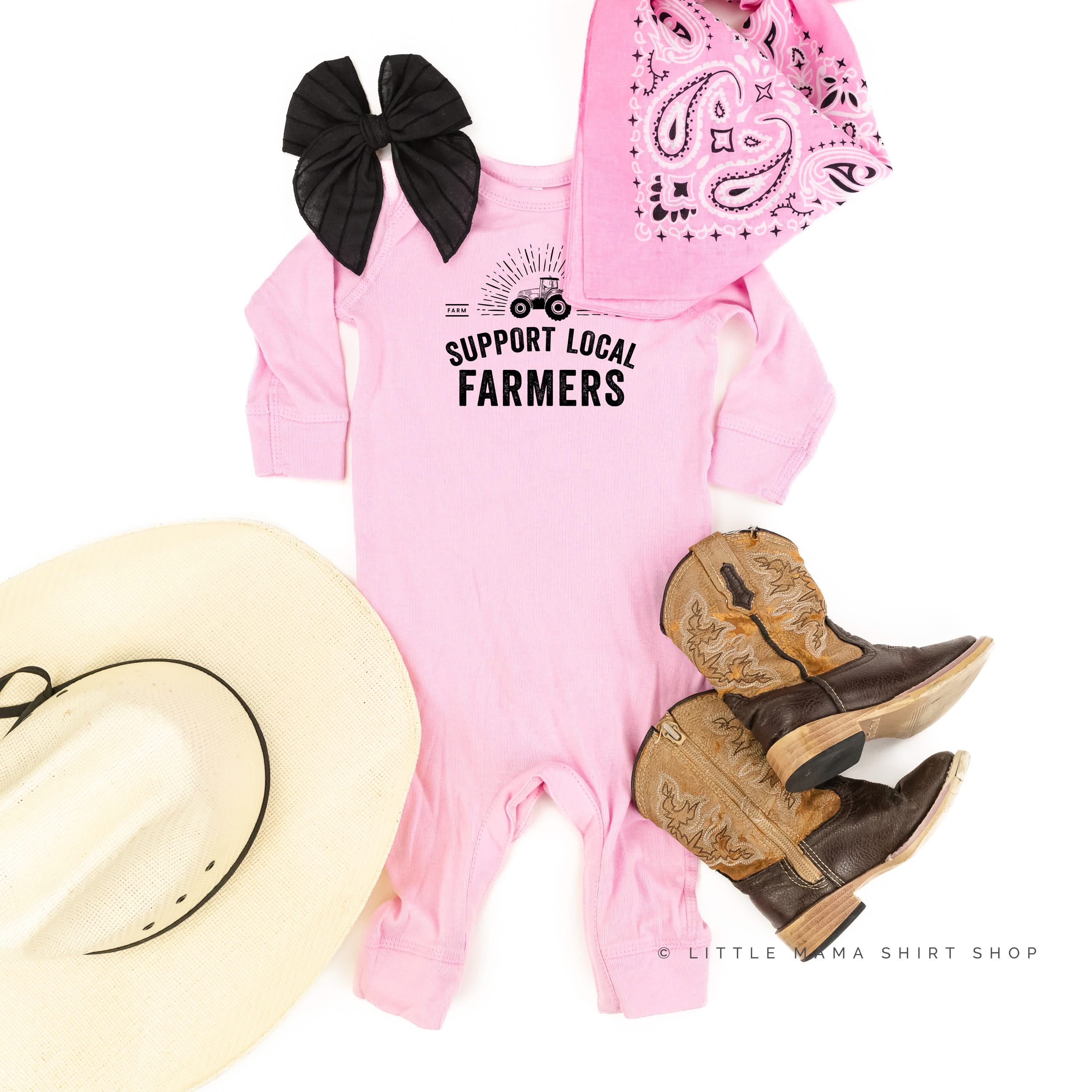 Support Local Farmers - Distressed Design - Baby Sleeper