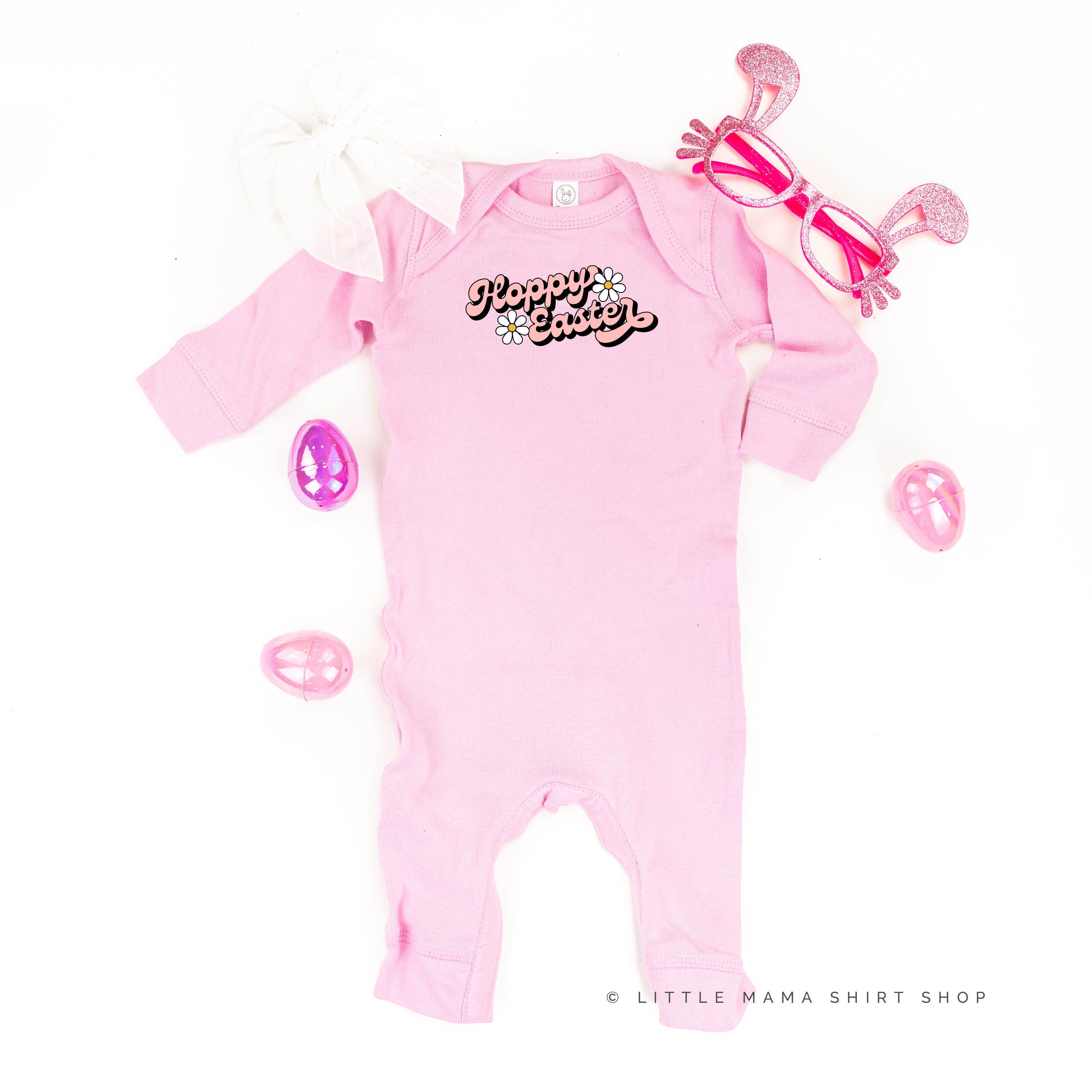 Hoppy Easter - Daisies - Baby Sleeper Little Mama Shirt Shop