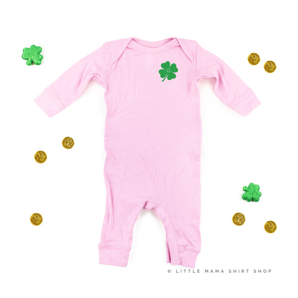 Little Happy Shamrock (Front) w/ It's a Good Day to Have a Lucky Day (Back) - One Piece Baby Sleeper