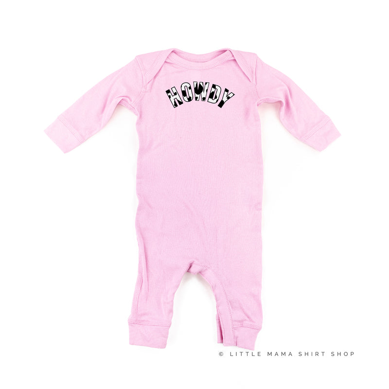 HOWDY - Cow Print - One Piece Baby Sleeper