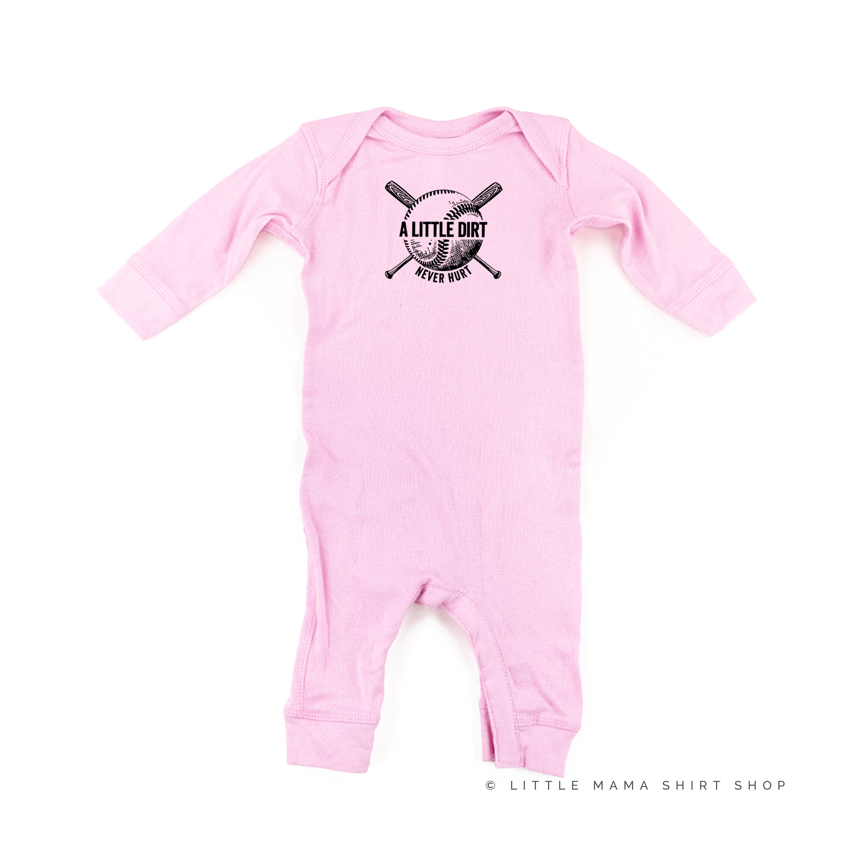 Baseball - A Little Dirt Never Hurt  - Baby Sleeper Little Mama Shirt Shop