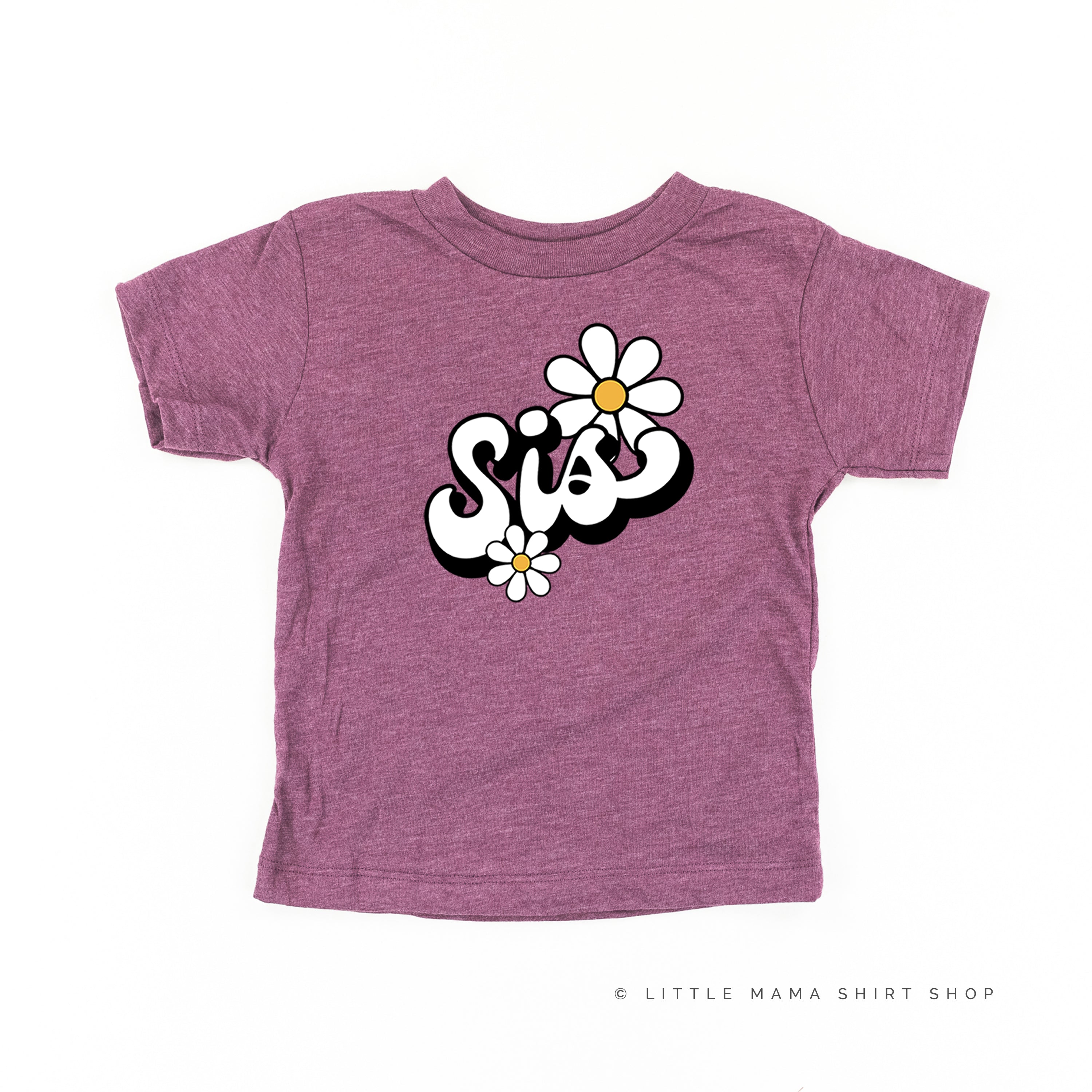 DAISY - SIS - w/ Full Daisy on Back - Short Sleeve Child Shirt Little Mama Shirt Shop