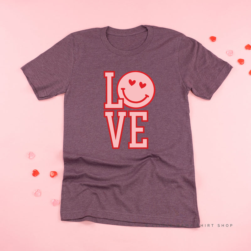 Love (Varsity) With Heart Eyes Smiley - Unisex Tee