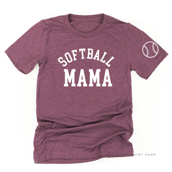 Softball Mama - Baseball Detail on Sleeve - Unisex Tee