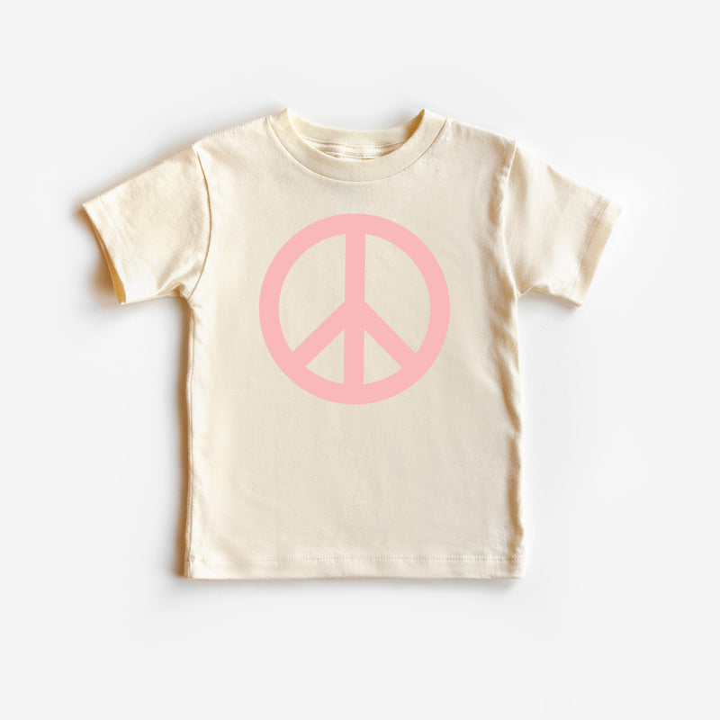 Peace Sign - Full Size Design on Front (Pink) - Short Sleeve Child Shirt