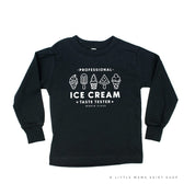 Professional Ice Cream Taste Tester - Single Cone on Back - Child Long Sleeve Tee
