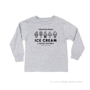 Professional Ice Cream Taste Tester - Single Cone on Back - Child Long Sleeve Tee