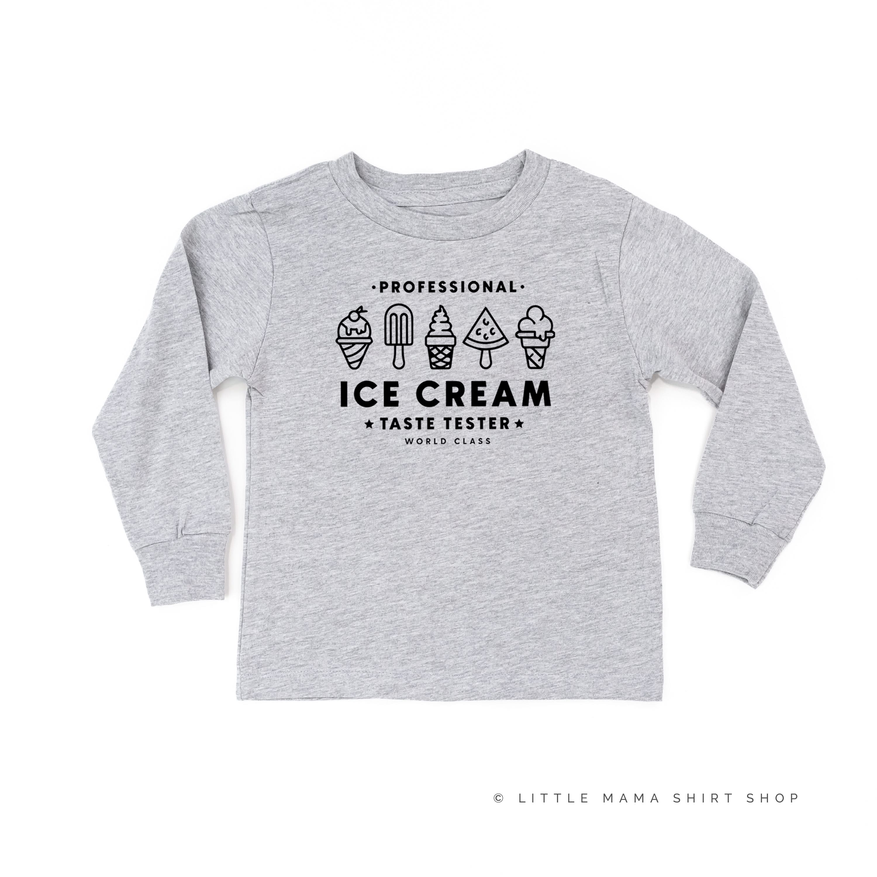 Professional Ice Cream Taste Tester - Single Cone on Back - Child Long Sleeve Tee