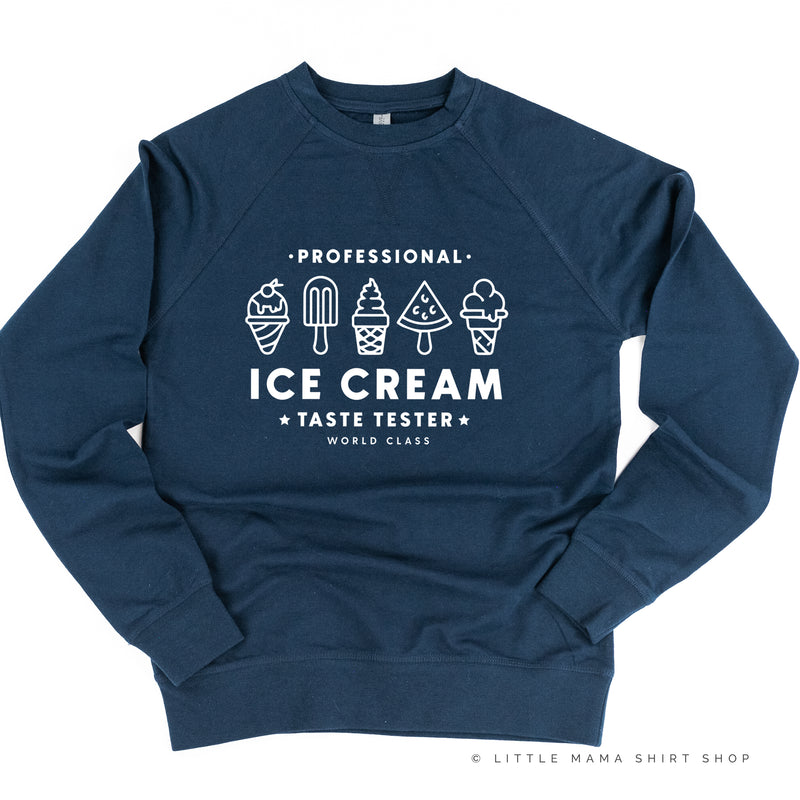 Professional Ice Cream Taste Tester -  Single Cone on Back - Lightweight Pullover Sweater