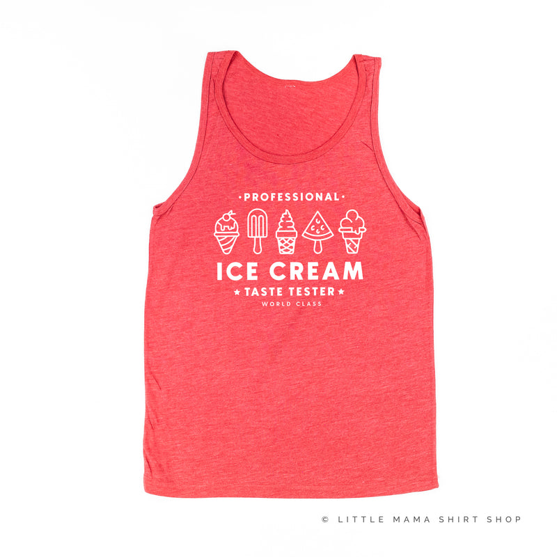 Professional Ice Cream Taste Tester -  Single Cone on Back - Unisex Jersey Tank