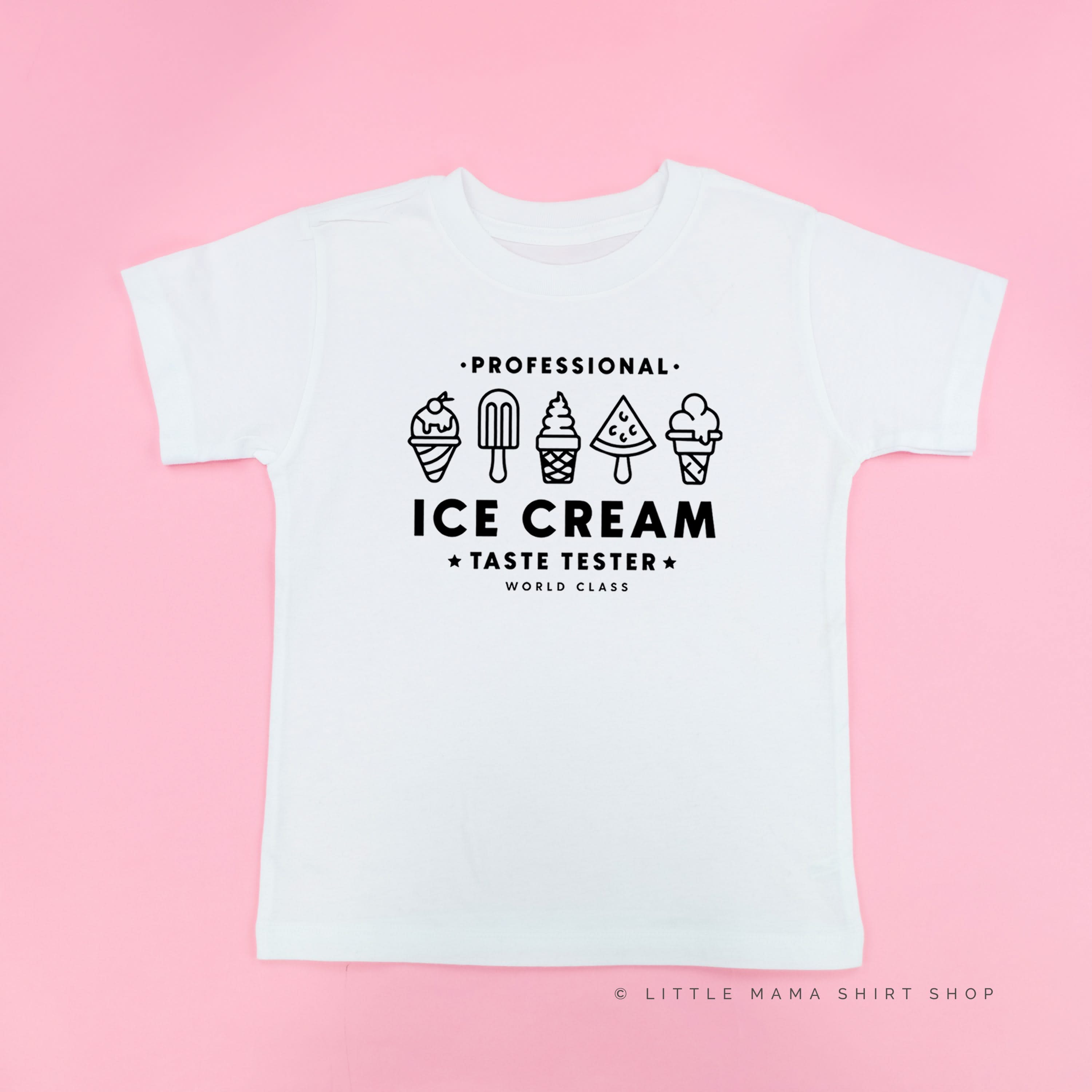 Professional Ice Cream Taste Tester -  Single Cone on Back - Child Tee