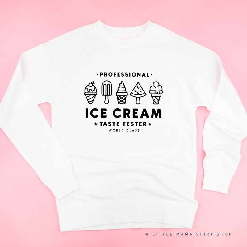 Professional Ice Cream Taste Tester -  Single Cone on Back - Lightweight Pullover Sweater