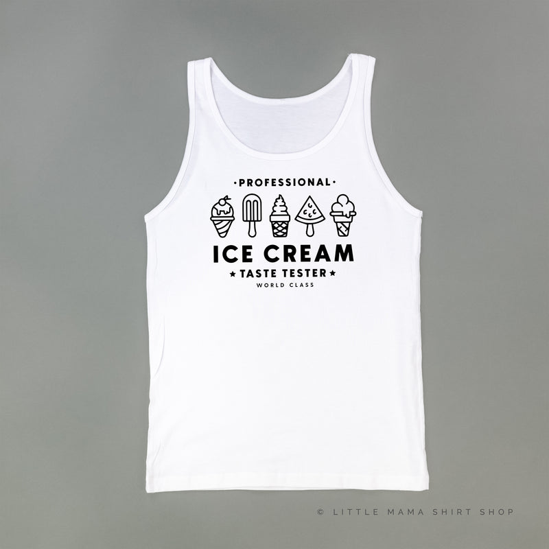 Professional Ice Cream Taste Tester -  Single Cone on Back - Unisex Jersey Tank