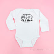 Professional Ice Cream Taste Tester - Single Cone on Back - Child Long Sleeve Tee