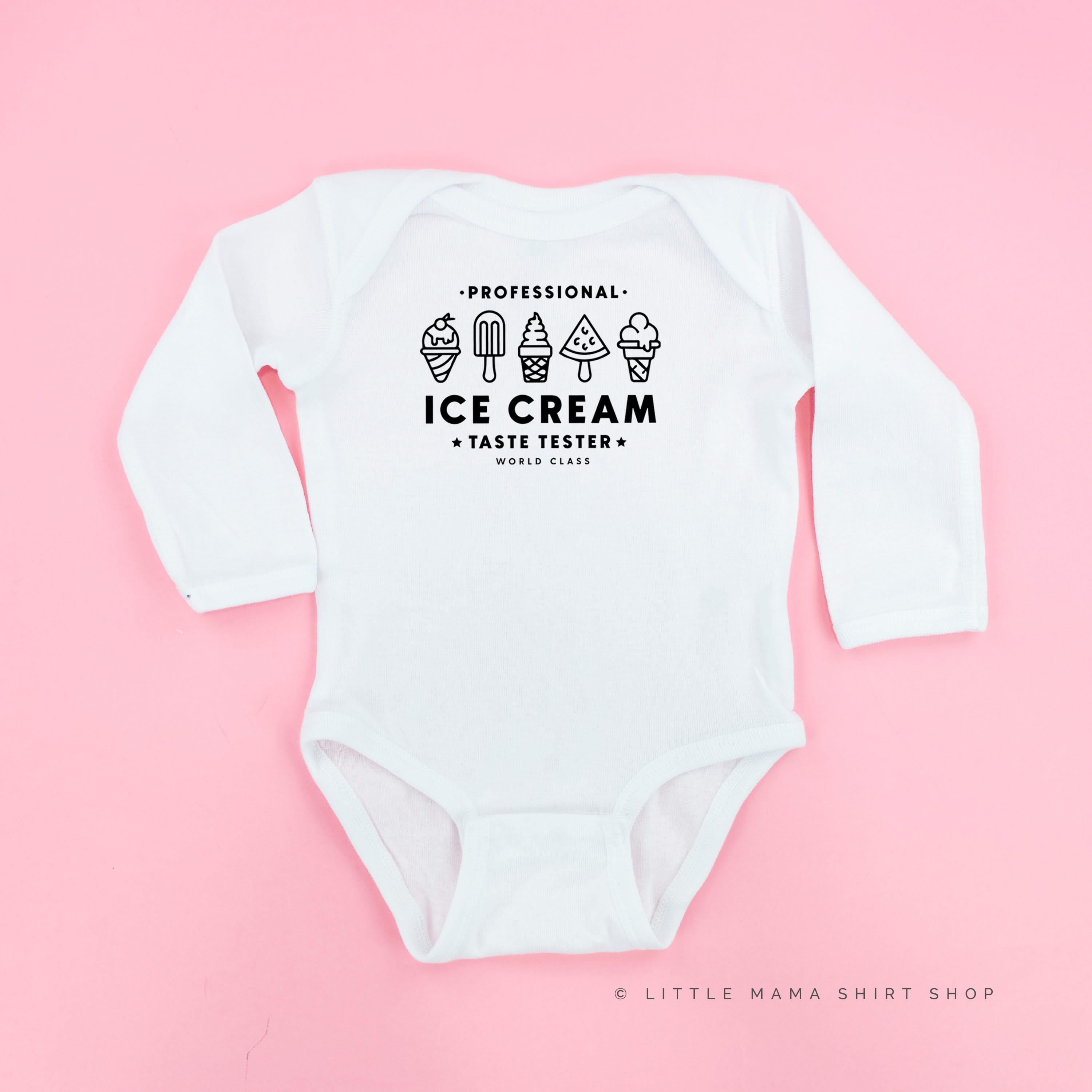 Professional Ice Cream Taste Tester - Single Cone on Back - Child Long Sleeve Tee