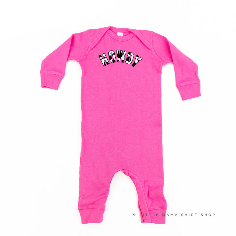 HOWDY - Cow Print - One Piece Baby Sleeper