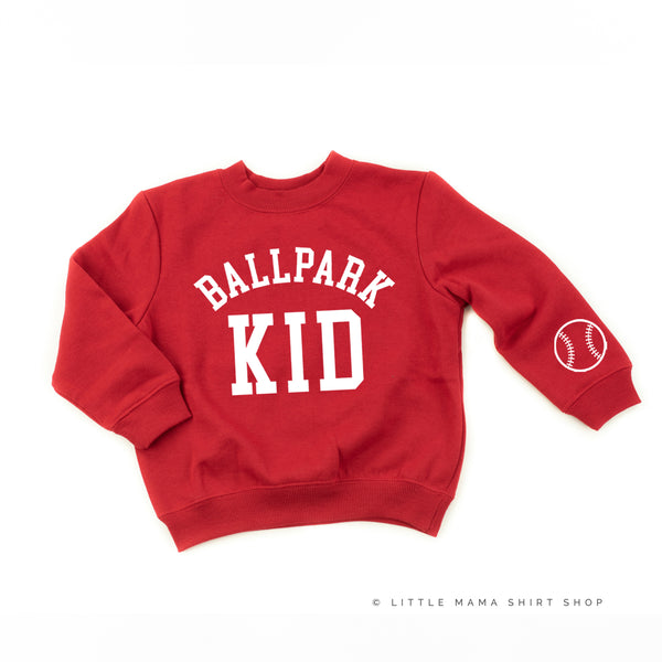 Ballpark Kid - Baseball Detail on Sleeve - Child Sweater