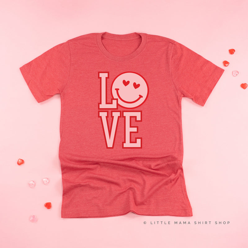 Love (Varsity) With Heart Eyes Smiley - Unisex Tee