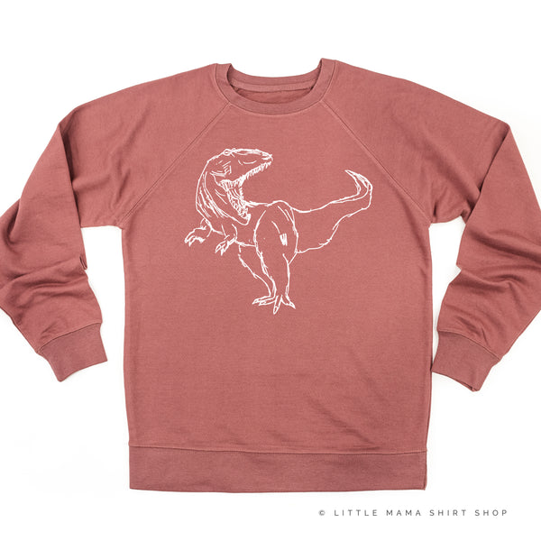 Sketchy T-Rex - Hand Drawn - Lightweight Pullover Sweater