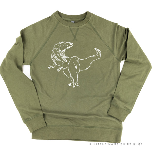 Sketchy T-Rex - Hand Drawn - Lightweight Pullover Sweater
