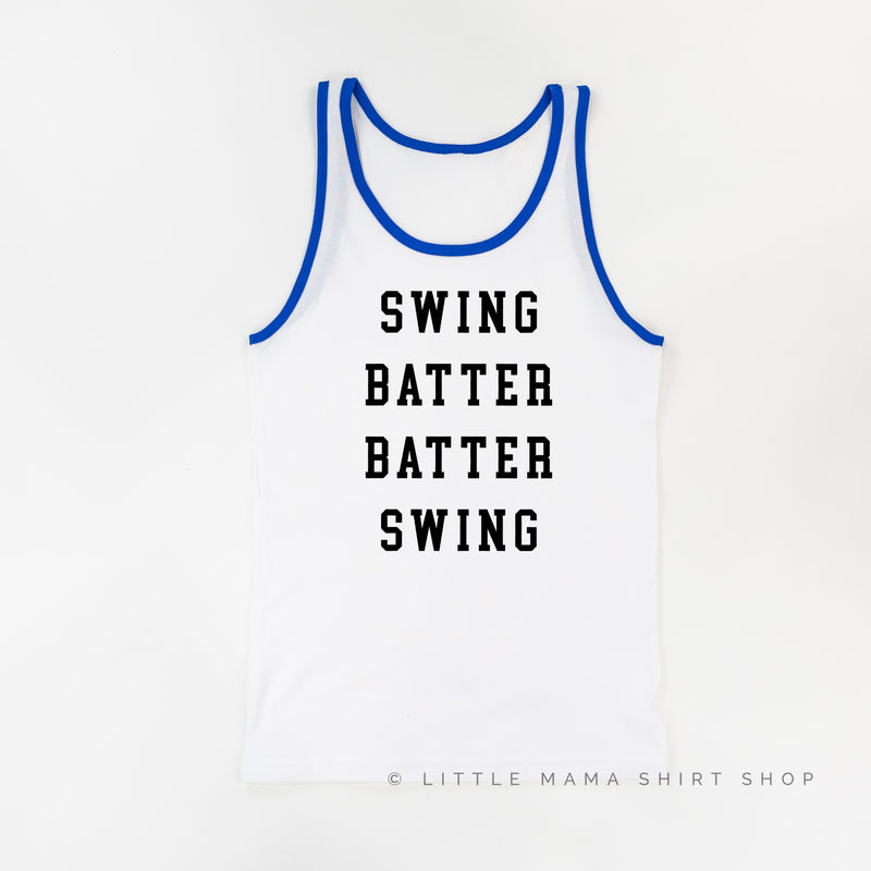 Swing Batter Batter Swing - Baseball Detail on Back - Unisex Jersey Tank