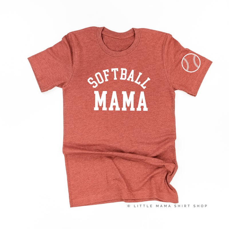 Softball Mama - Baseball Detail on Sleeve - Unisex Tee