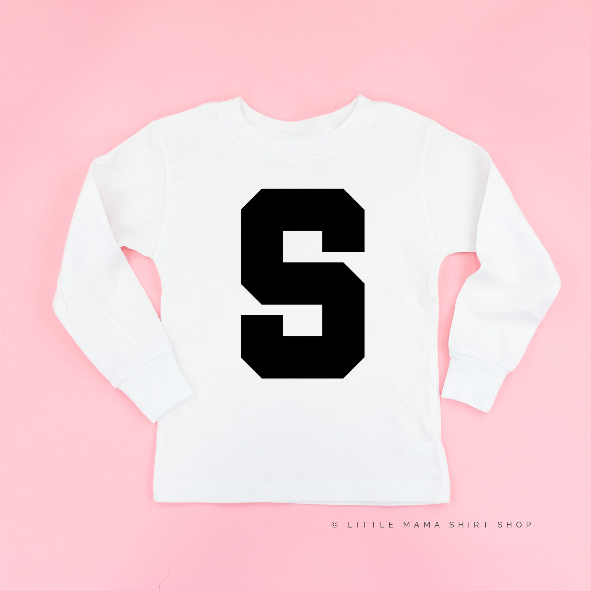 VARSITY INITIALS - Long Sleeve Child Shirt Little Mama Shirt Shop