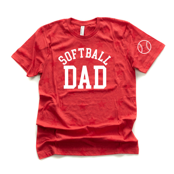 Softball Dad - Baseball Detail on Sleeve - Unisex STAR Tee