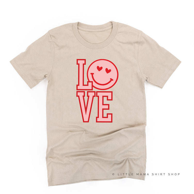 Love (Varsity) With Heart Eyes Smiley - Unisex Tee