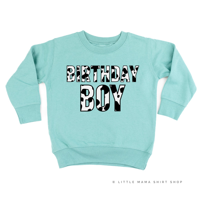 BIRTHDAY BOY - Cow Print - Child Sweater