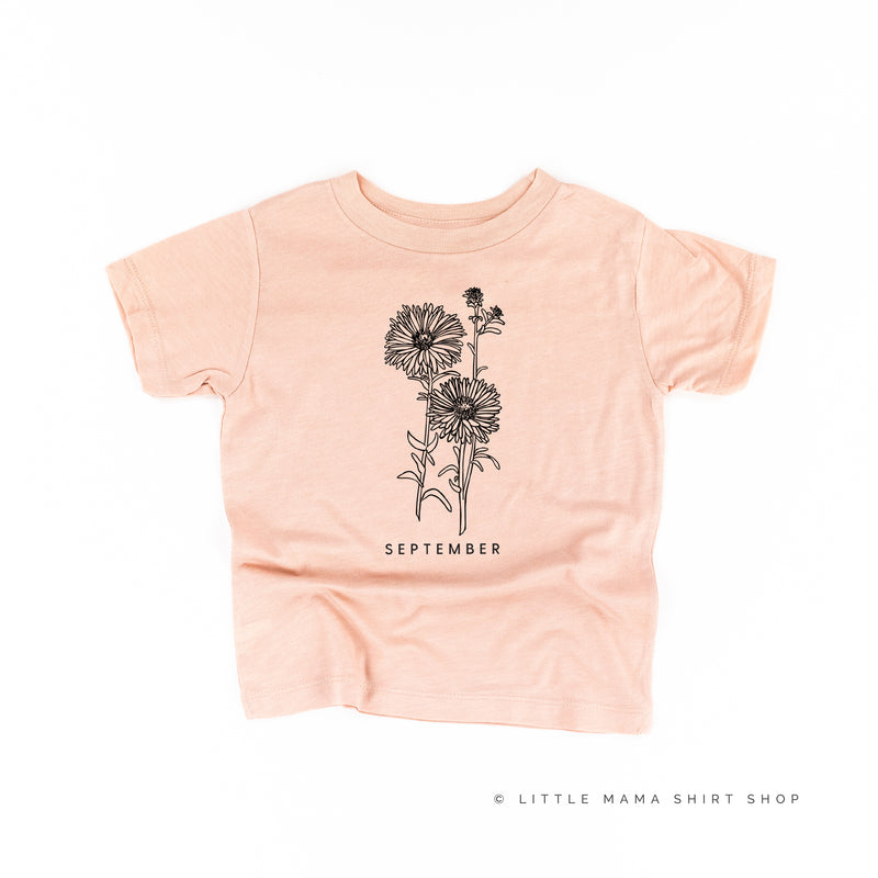 SEPTEMBER BIRTH FLOWER - Aster - Short Sleeve Child Shirt