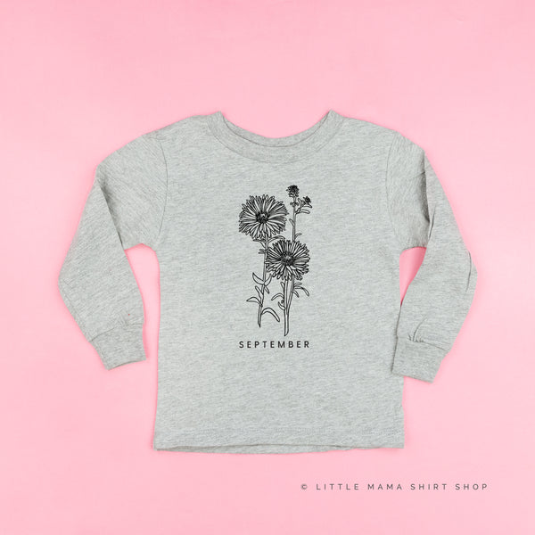 SEPTEMBER BIRTH FLOWER - Aster - Long Sleeve Child Shirt