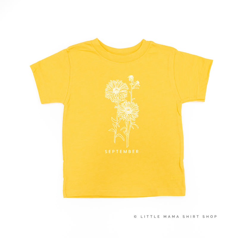 SEPTEMBER BIRTH FLOWER - Aster - Short Sleeve Child Shirt