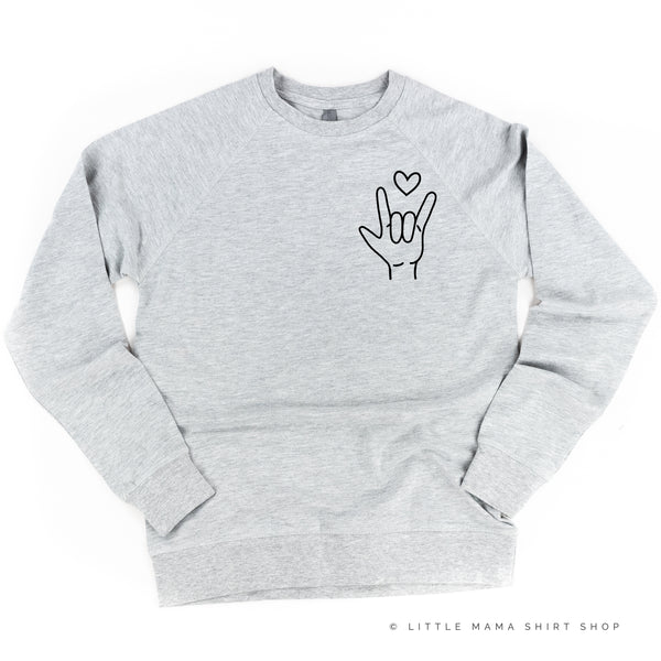 Sign Language - I LOVE YOU - POCKET DESIGN - Lightweight Pullover Sweater