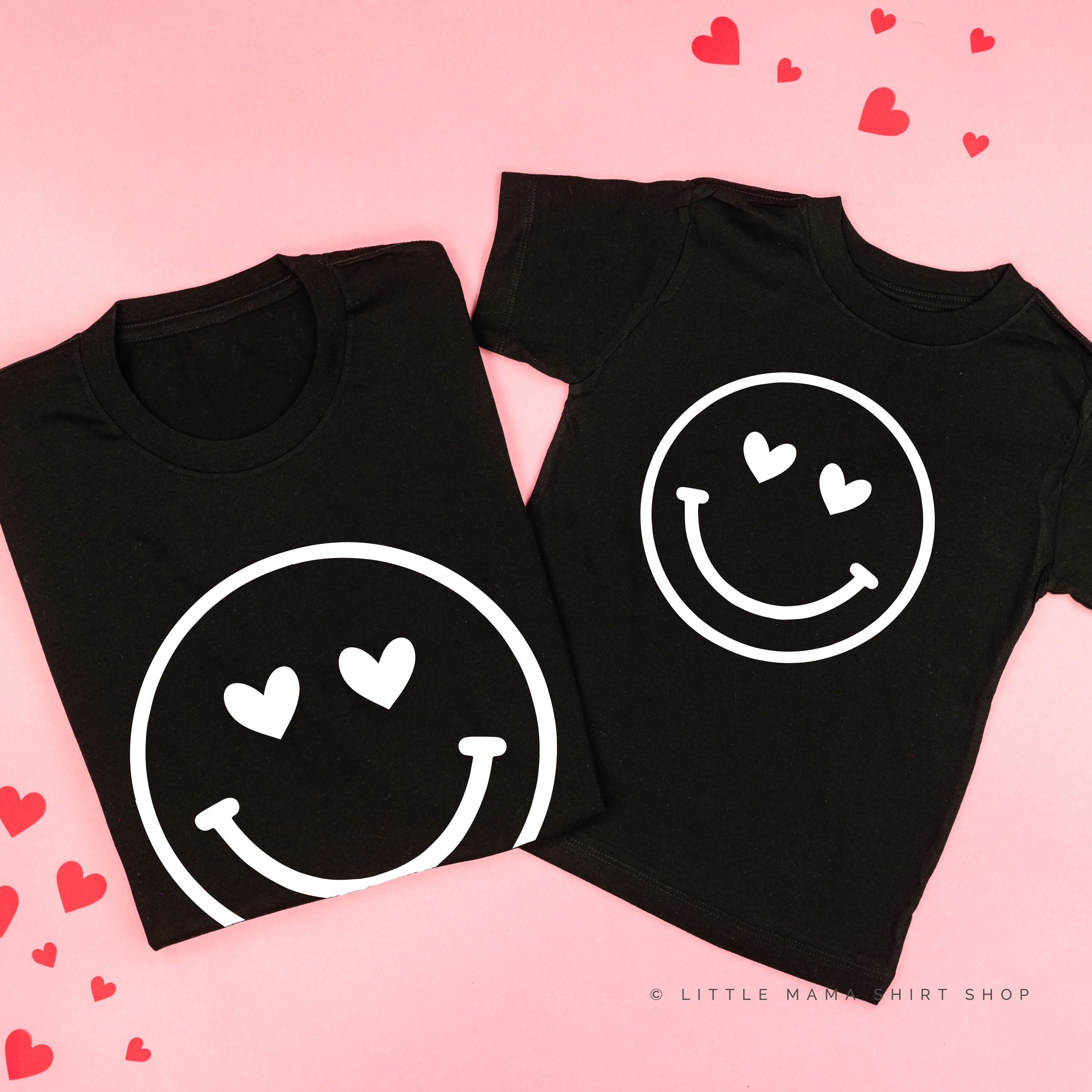 Heart Eyes Smiley Face - Set of 2 Tees Little Mama Shirt Shop
