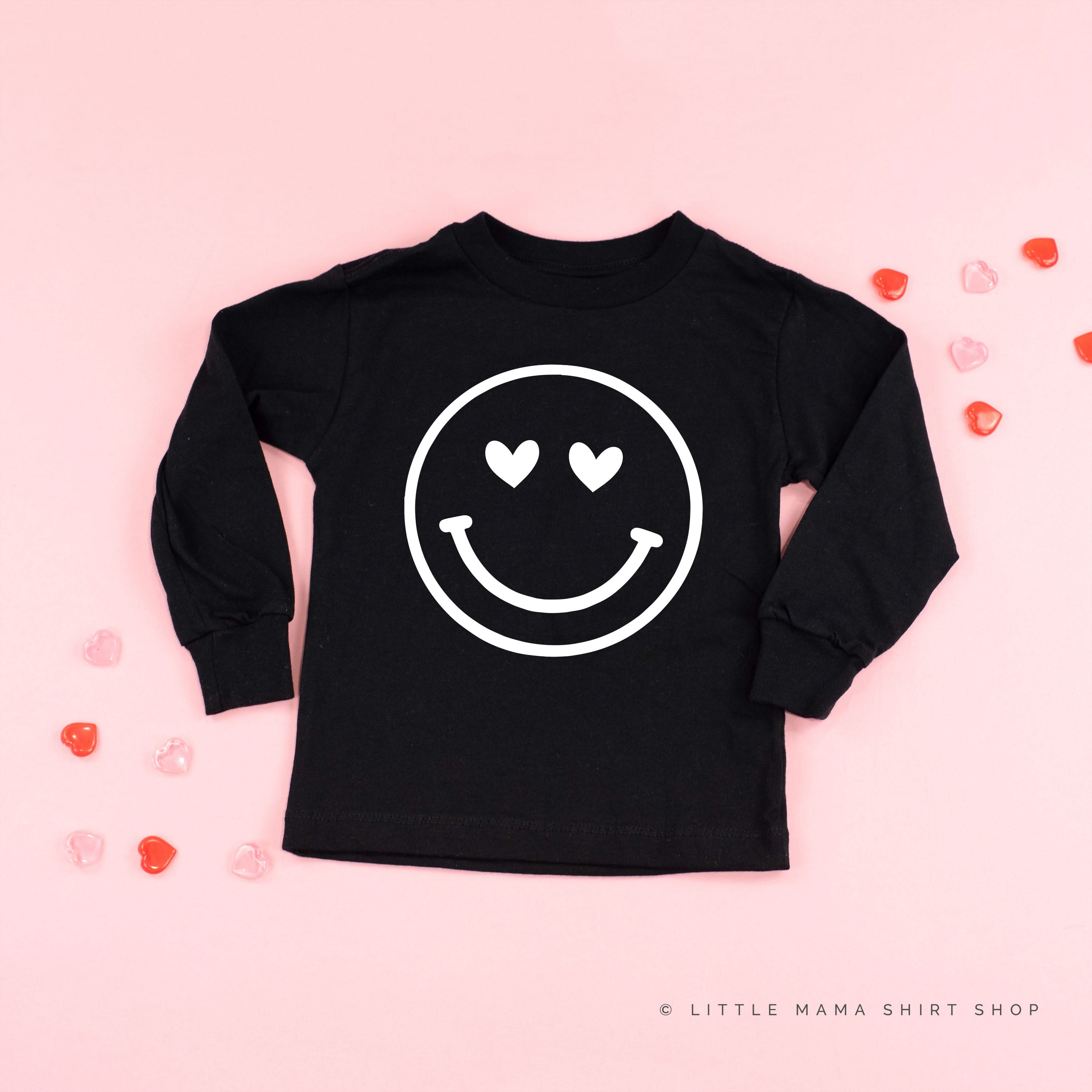 Heart Eyes Smiley Face - Child LONG SLEEVE Tee Little Mama Shirt Shop