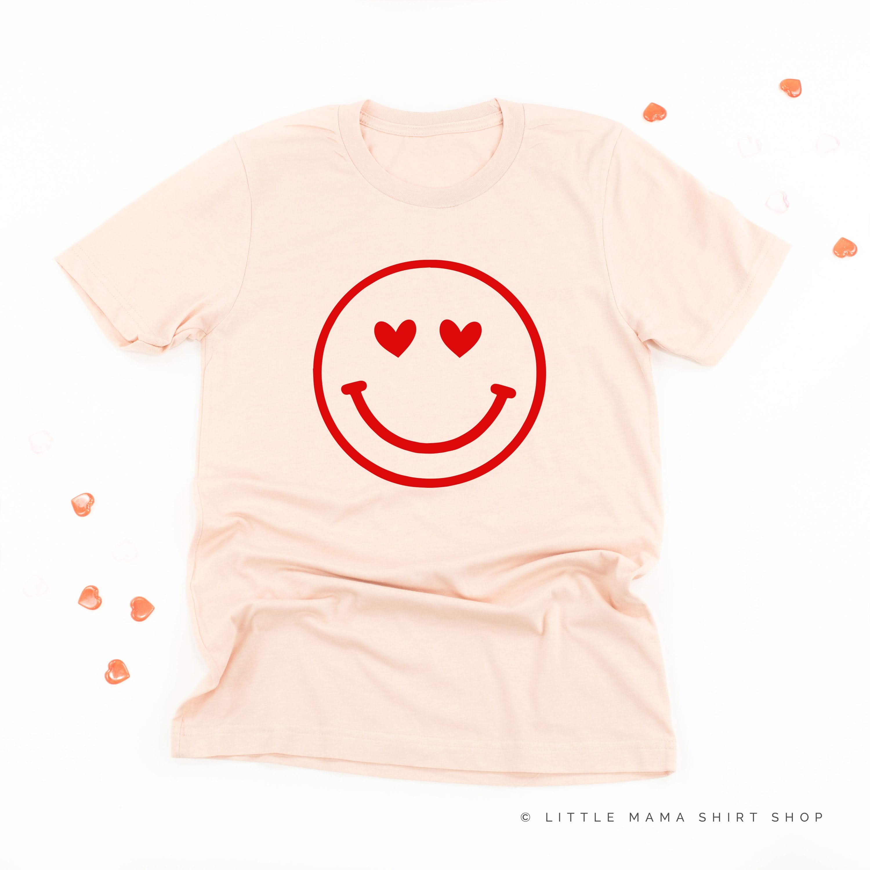 Heart Eyes Smiley Face - Unisex Tee Little Mama Shirt Shop