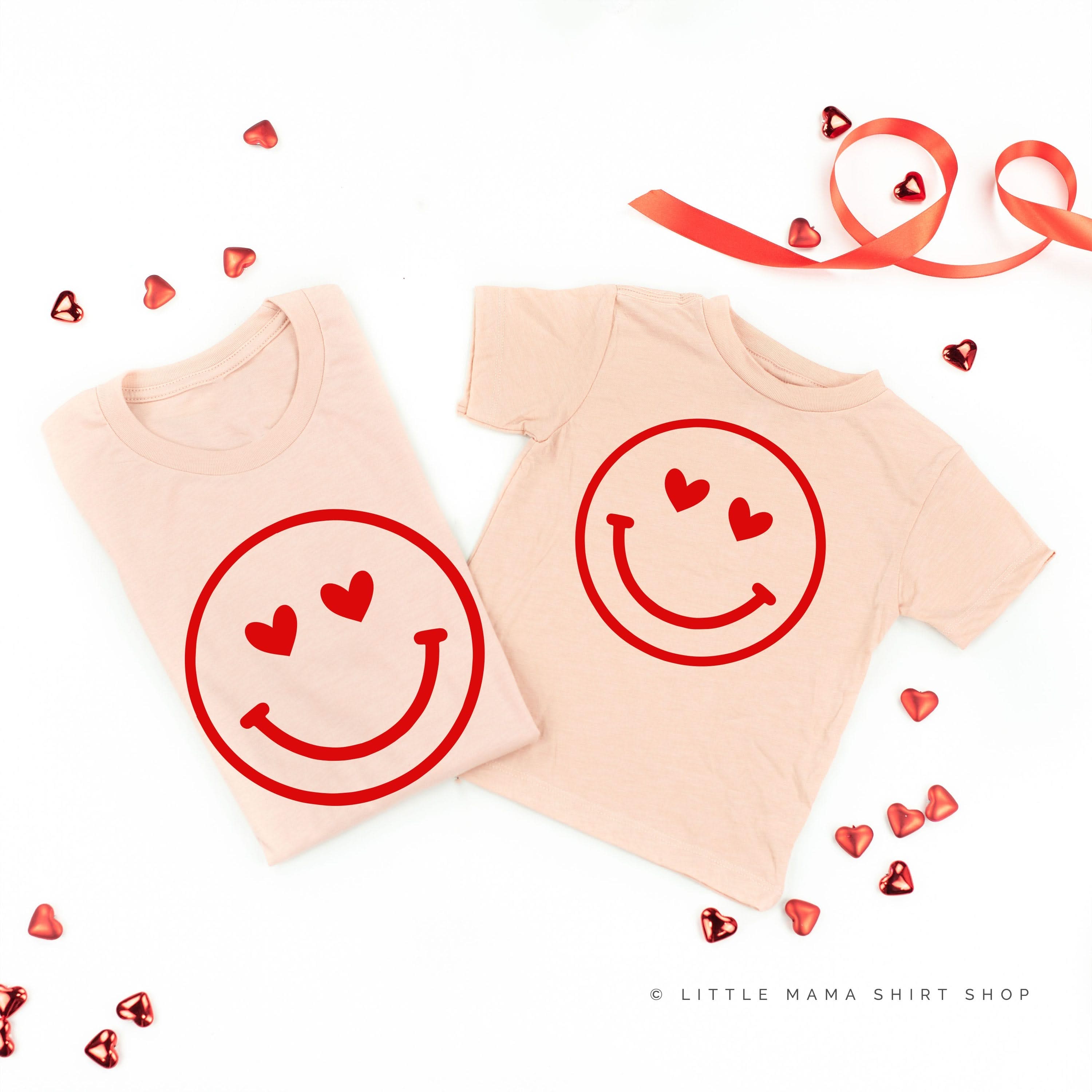 Heart Eyes Smiley Face - Set of 2 Tees Little Mama Shirt Shop