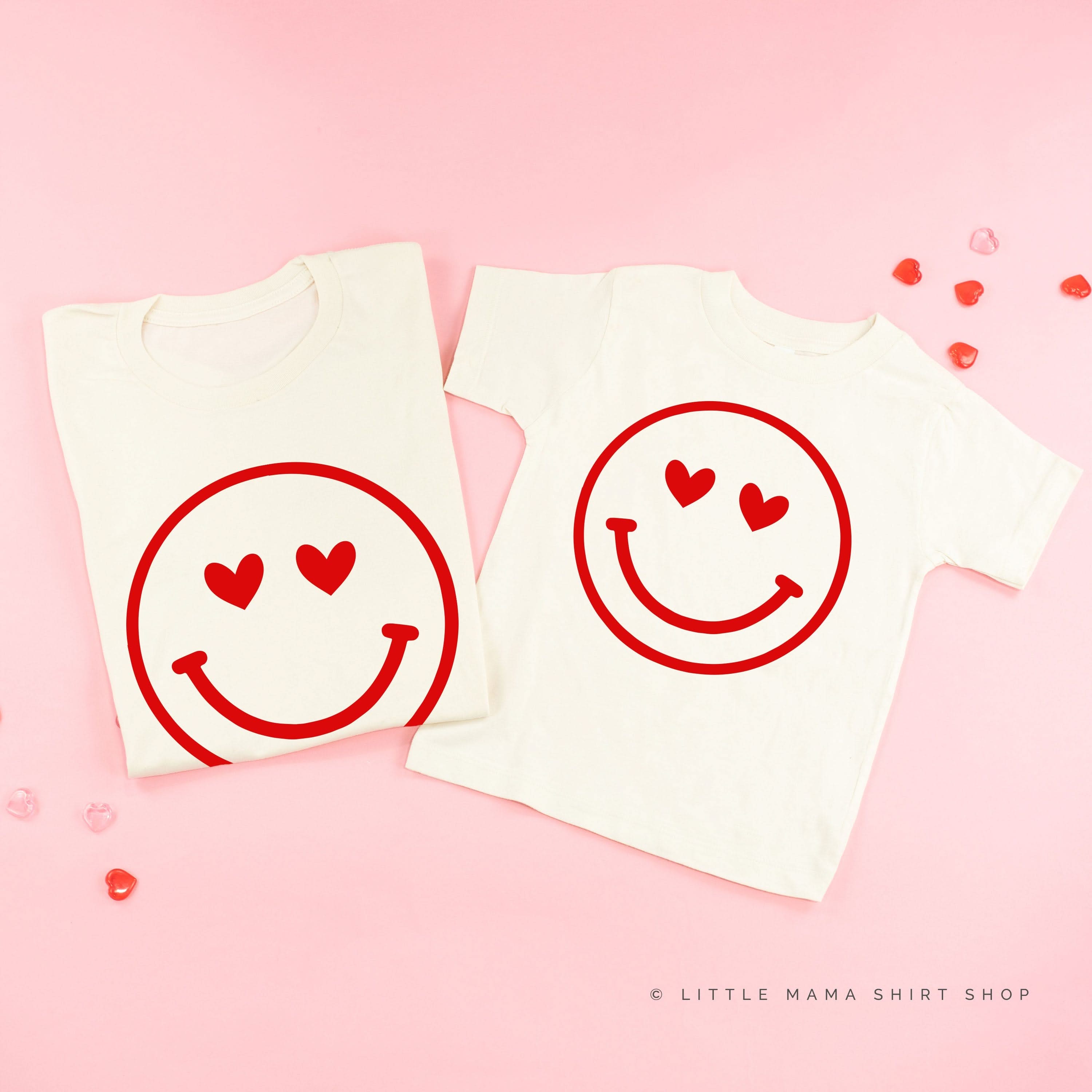 Heart Eyes Smiley Face - Set of 2 Tees Little Mama Shirt Shop
