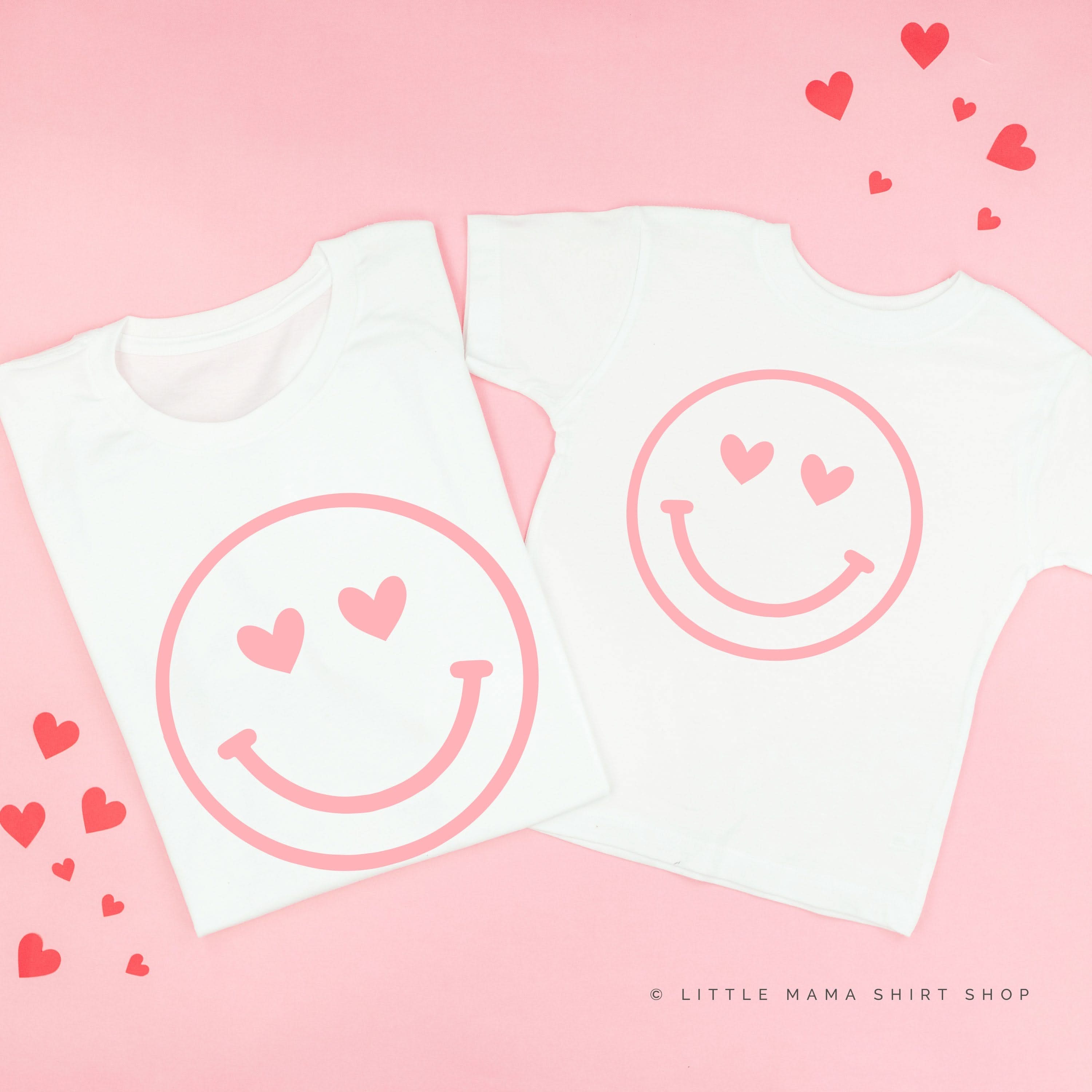 Heart Eyes Smiley Face - Set of 2 Tees Little Mama Shirt Shop