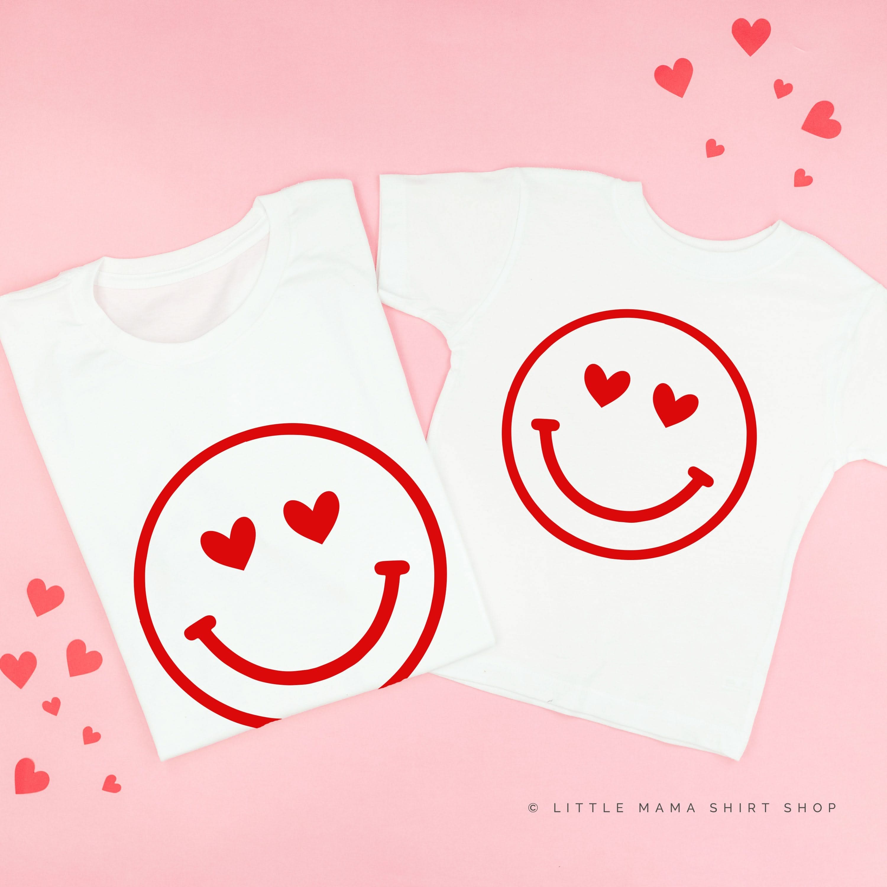Heart Eyes Smiley Face - Set of 2 Tees Little Mama Shirt Shop