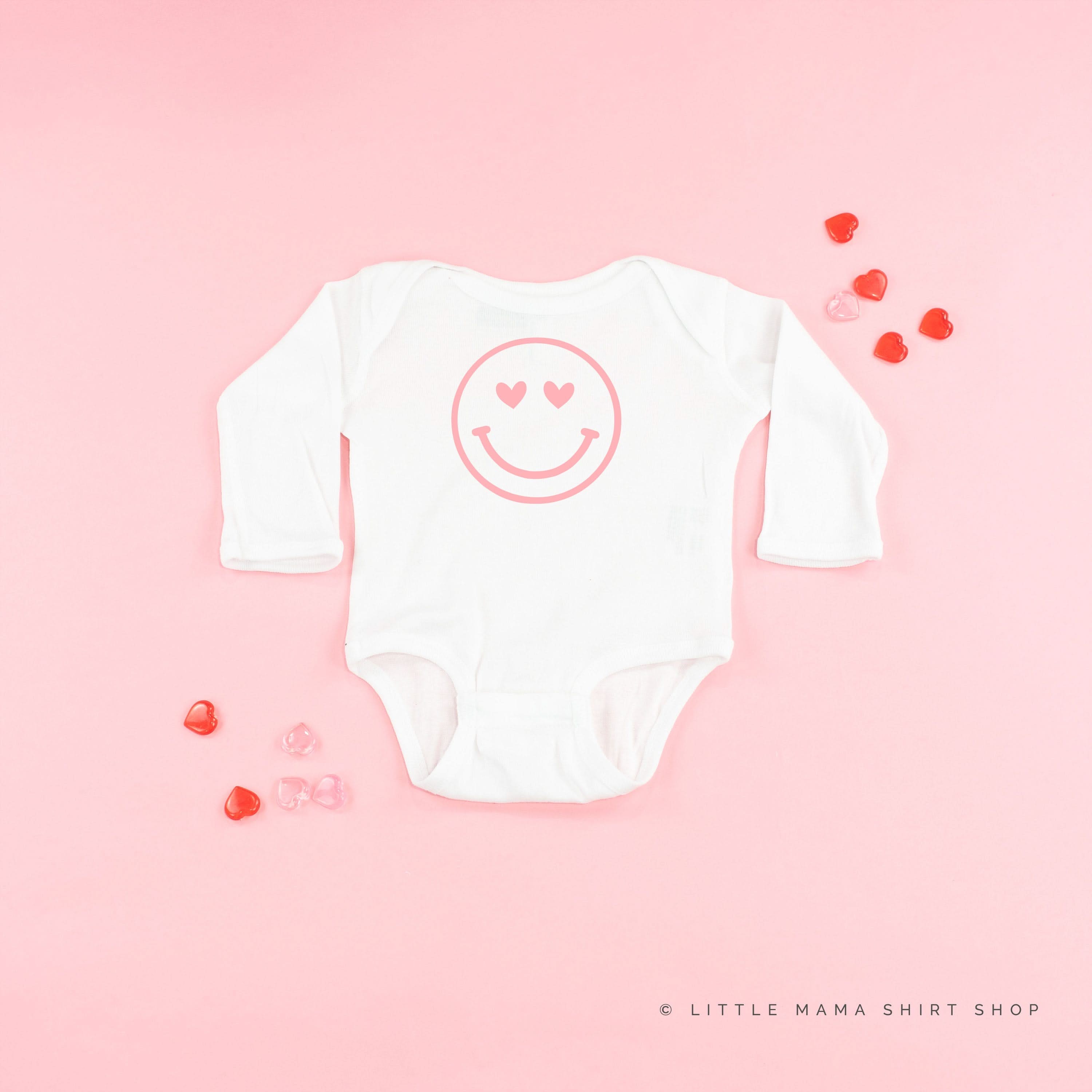 Heart Eyes Smiley Face - Child LONG SLEEVE Tee Little Mama Shirt Shop